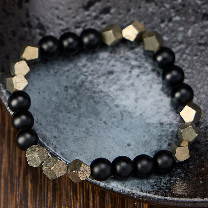 Buddha Stones Pulsera vintage de cuentas facetadas de pirita - image 1