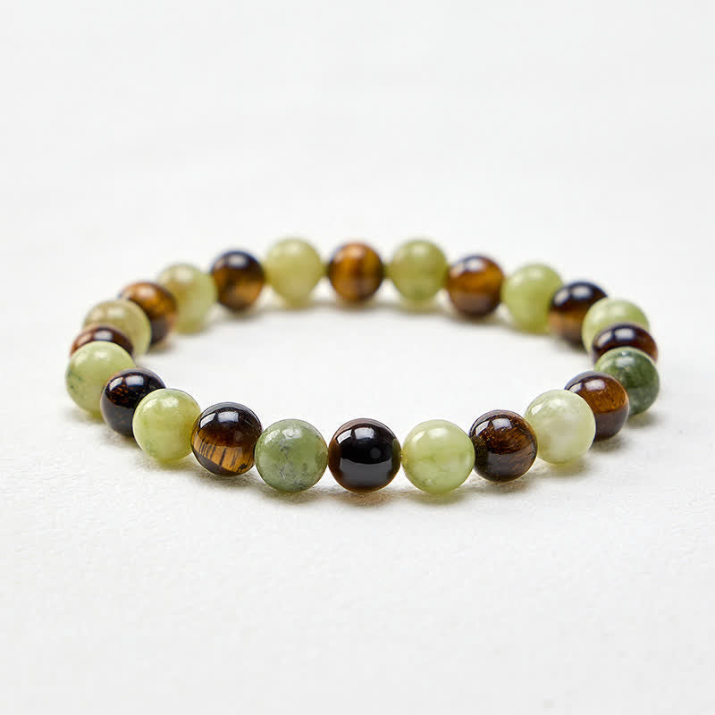 Buddha Stones Pulsera redonda de cuentas de jade ojo de tigre para fortalecer la fuerza - image 4