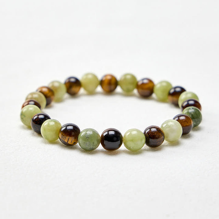 Buddha Stones Pulsera redonda de cuentas de jade ojo de tigre para fortalecer la fuerza - image 4