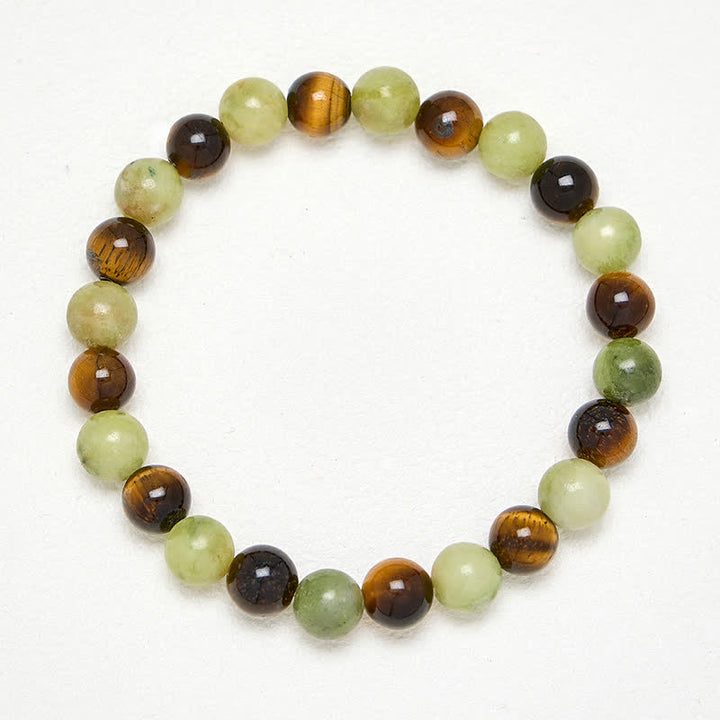Buddha Stones Pulsera redonda de cuentas de jade ojo de tigre para fortalecer la fuerza - image 3