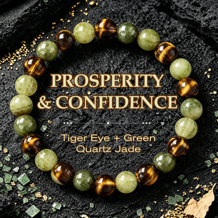 Buddha Stones Pulsera redonda de cuentas de jade ojo de tigre para fortalecer la fuerza - Ojo de Tigre (Protección ♥ Coraje) - image 0