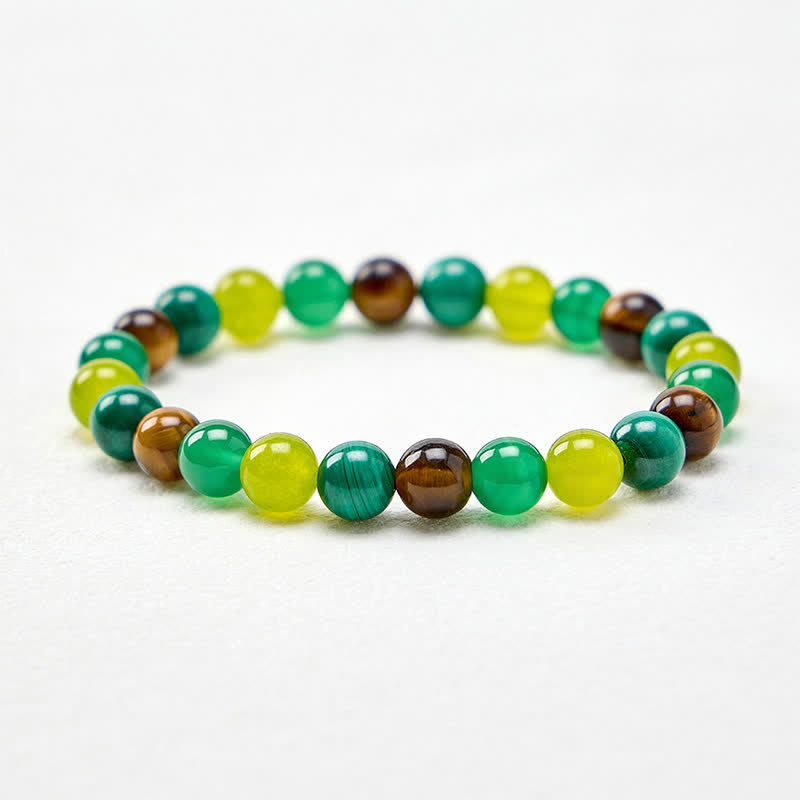 Buddha Stones Pulsera de ágata verde jade cian con ojo de tigre y malaquita. - image 4