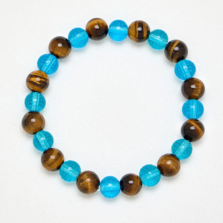 Buddha Stones Pulsera redonda de cuentas de cristal Liuli azul ojo de tigre - image 4
