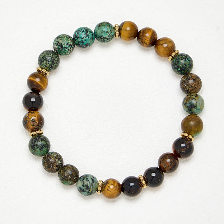 Buddha Stones Pulsera de cuentas de ágata verde malaquita ojo de tigre - image 3