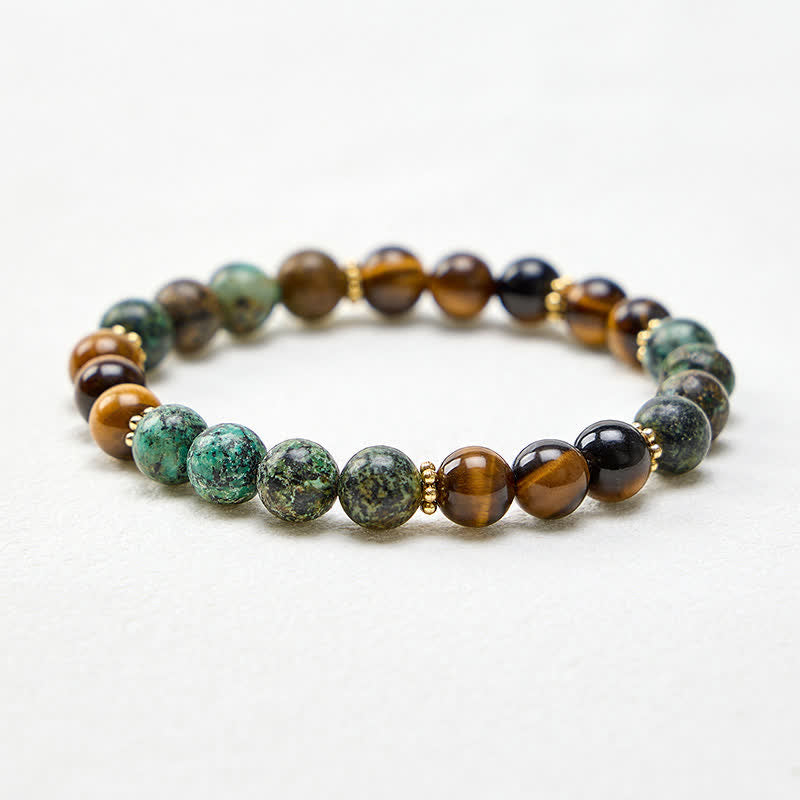 Buddha Stones Pulsera de cuentas de ágata verde malaquita ojo de tigre - image 4