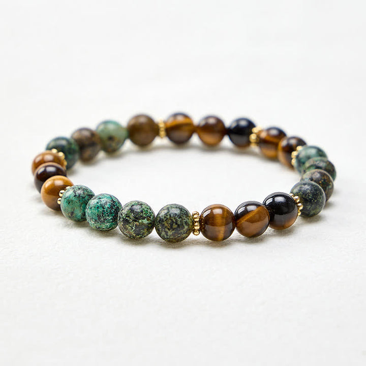 Buddha Stones Pulsera de cuentas de ágata verde malaquita ojo de tigre - image 4
