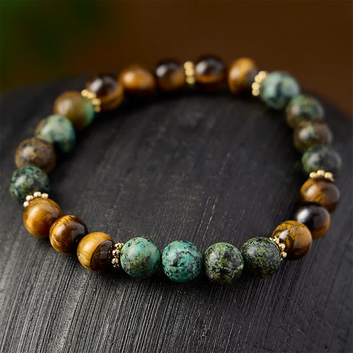 Buddha Stones Pulsera de cuentas de ágata verde malaquita ojo de tigre - image 2