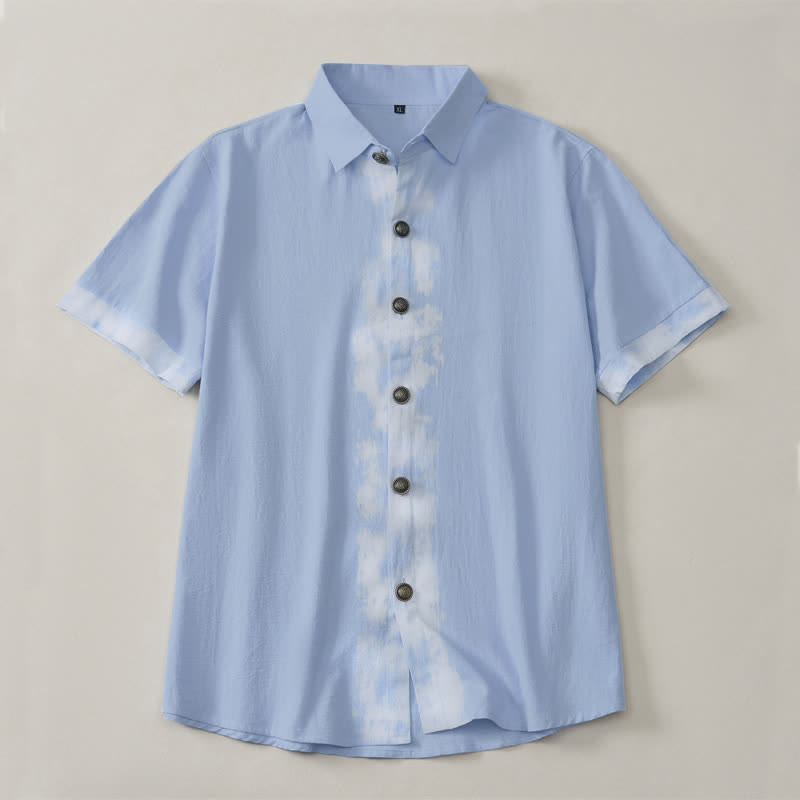 Buddha Stones Camisas de manga corta para hombre, estilo boho casual veraniego con estampado tie-dye. - Azul claro - US/UK/AU42, EU52 (3XL) - image 7