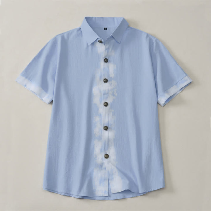 Buddha Stones Camisas de manga corta para hombre, estilo boho casual veraniego con estampado tie-dye. - Azul claro - US/UK/AU42, EU52 (3XL) - image 7