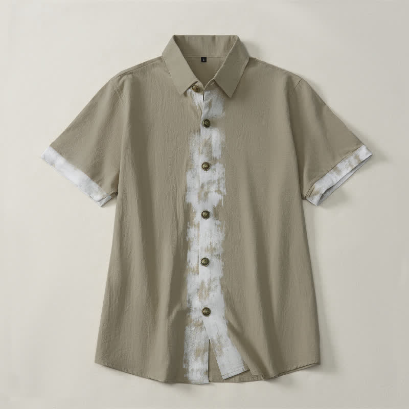 Buddha Stones Camisas de manga corta para hombre, estilo boho casual veraniego con estampado tie-dye. - Broncearse - US/UK/AU42, EU52 (3XL) - image 0