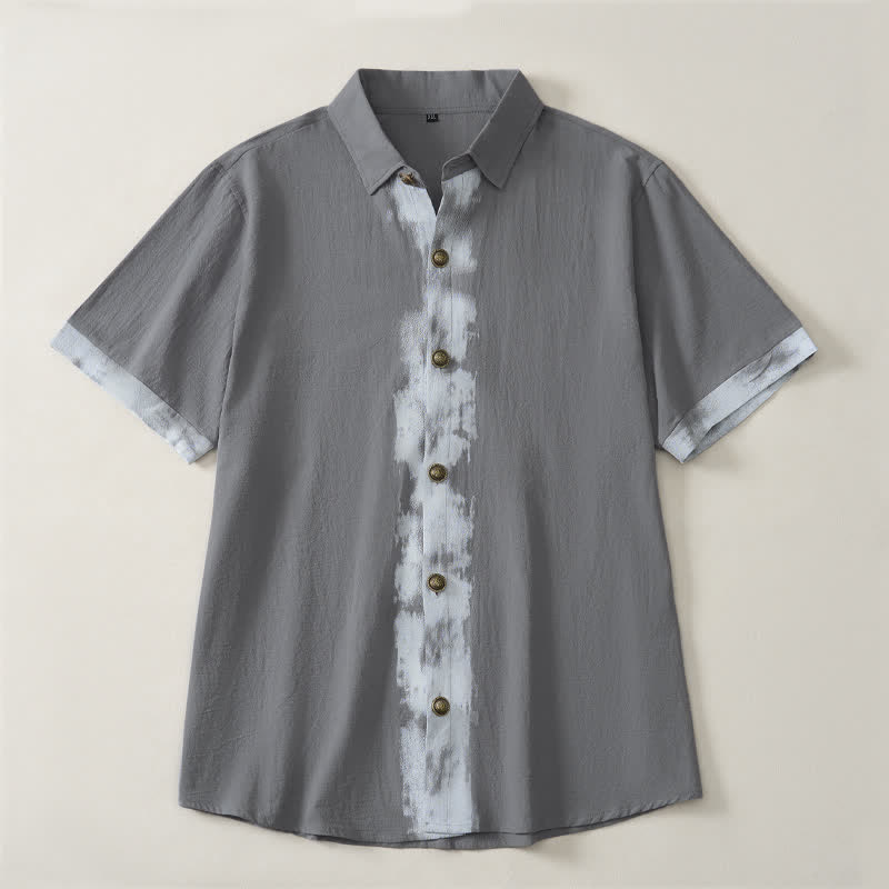 Buddha Stones Camisas de manga corta para hombre, estilo boho casual veraniego con estampado tie-dye. - Gris - US/UK/AU42, EU52 (3XL) - image 14
