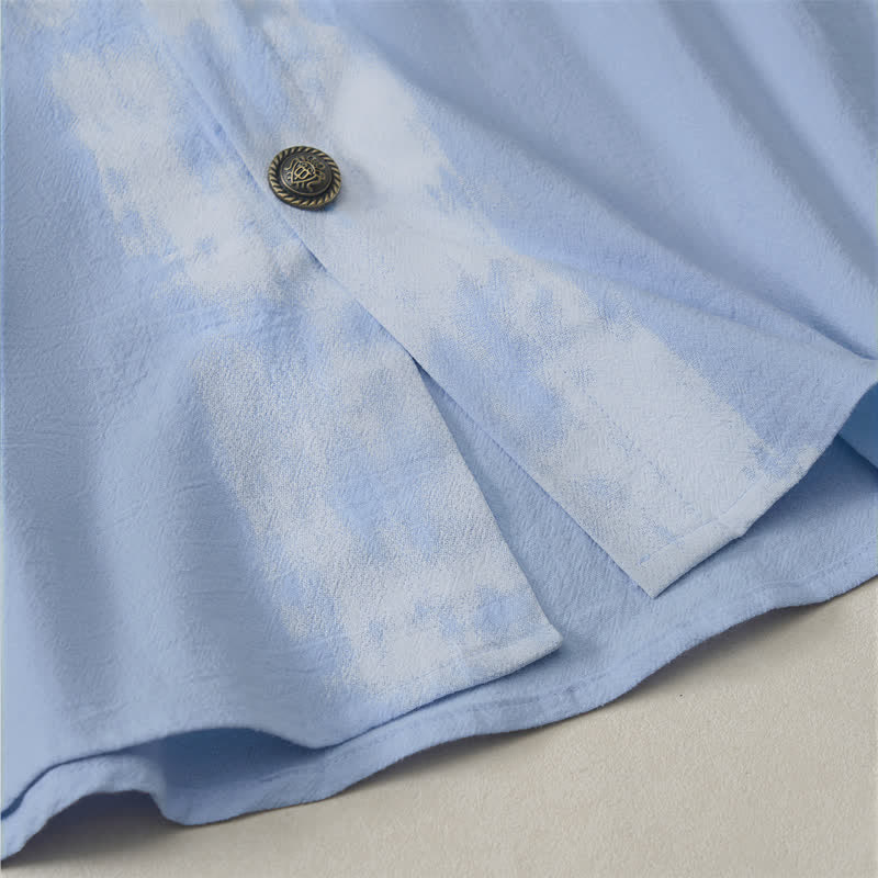 Buddha Stones Camisas de manga corta para hombre, estilo boho casual veraniego con estampado tie-dye. - image 12