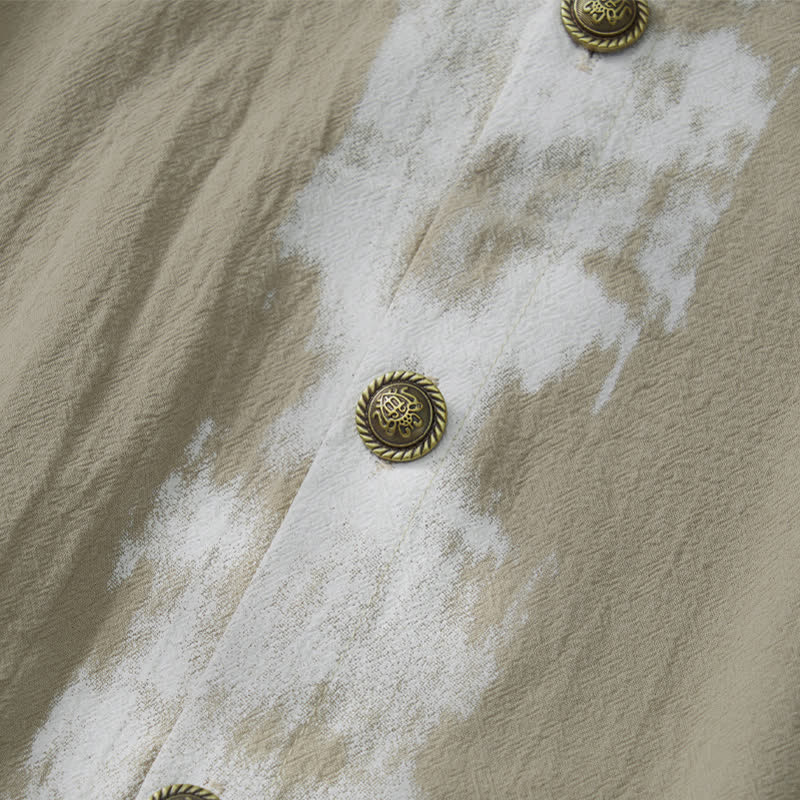 Buddha Stones Camisas de manga corta para hombre, estilo boho casual veraniego con estampado tie-dye. - image 4