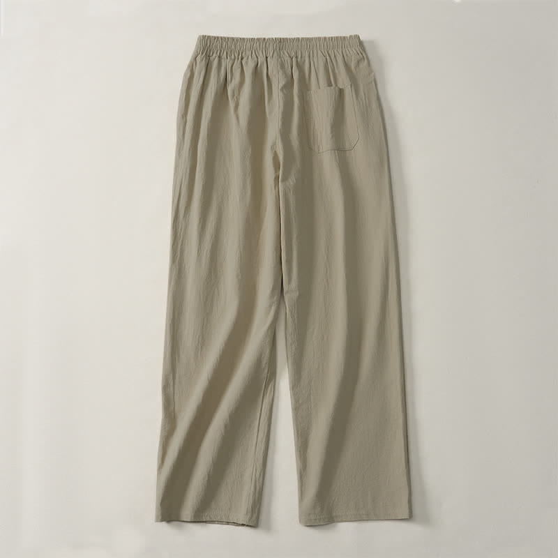 Buddha Stones Pantalones largos lisos casuales de otoño con cordón ajustable para hombre, pierna recta y bolsillo. - image 1
