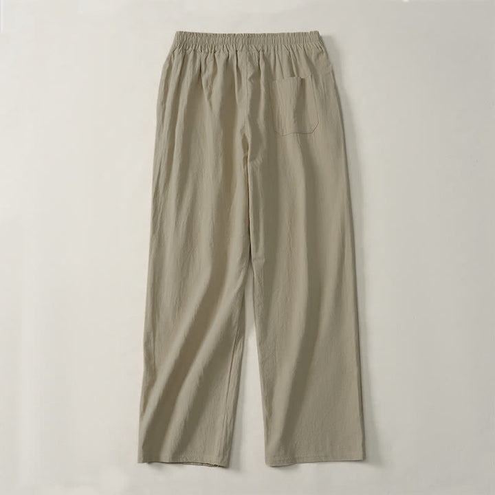 Buddha Stones Pantalones largos lisos casuales de otoño con cordón ajustable para hombre, pierna recta y bolsillo. - image 1