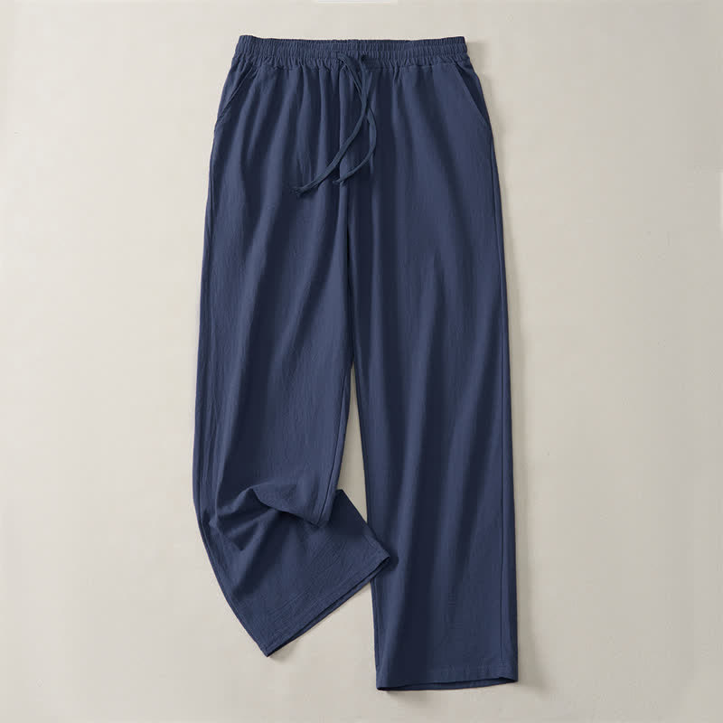 Buddha Stones Pantalones largos lisos casuales de otoño con cordón ajustable para hombre, pierna recta y bolsillo. - Azul medianoche - US/UK/AU42, EU52 (3XL) - image 9