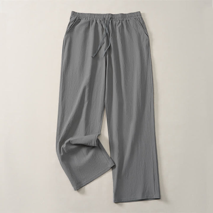 Buddha Stones Pantalones largos lisos casuales de otoño con cordón ajustable para hombre, pierna recta y bolsillo. - Gris - US/UK/AU42, EU52 (3XL) - image 17