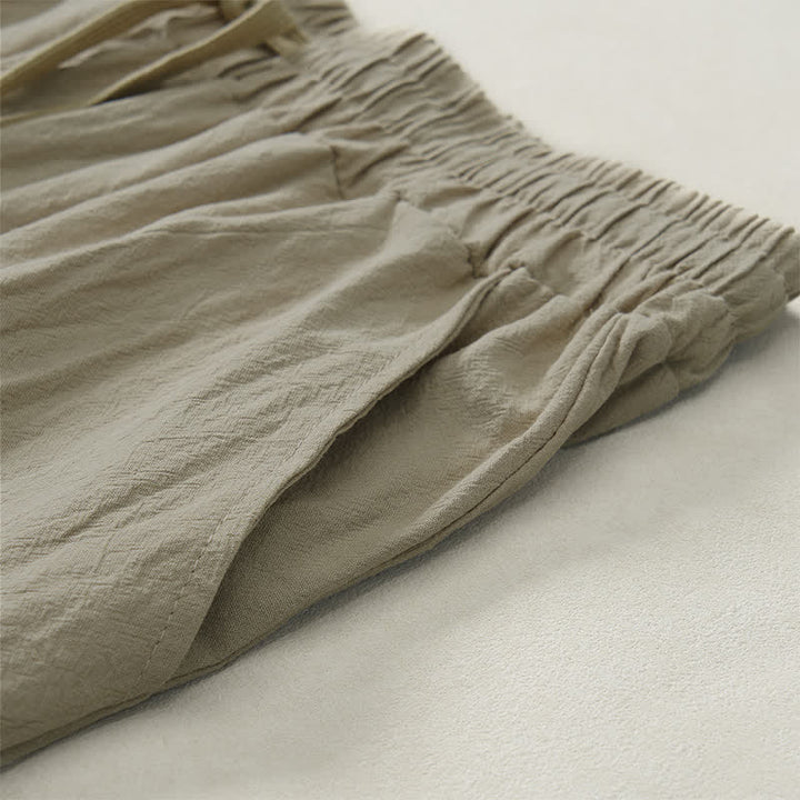 Buddha Stones Pantalones largos lisos casuales de otoño con cordón ajustable para hombre, pierna recta y bolsillo. - image 5