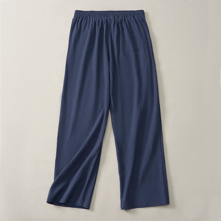 Buddha Stones Pantalones largos lisos casuales de otoño con cordón ajustable para hombre, pierna recta y bolsillo. - image 10