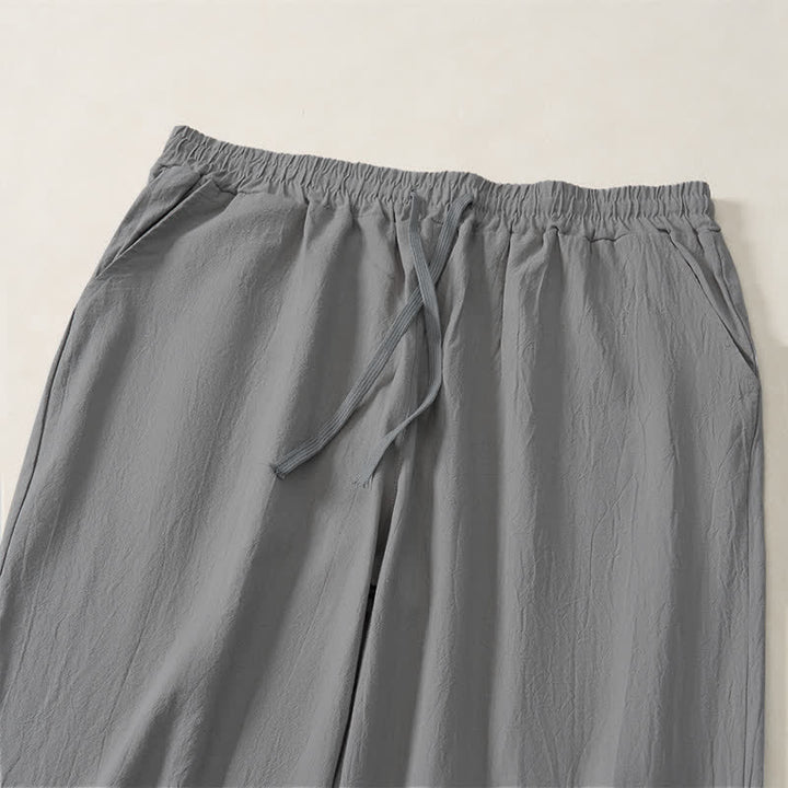 Buddha Stones Pantalones largos lisos casuales de otoño con cordón ajustable para hombre, pierna recta y bolsillo. - image 19