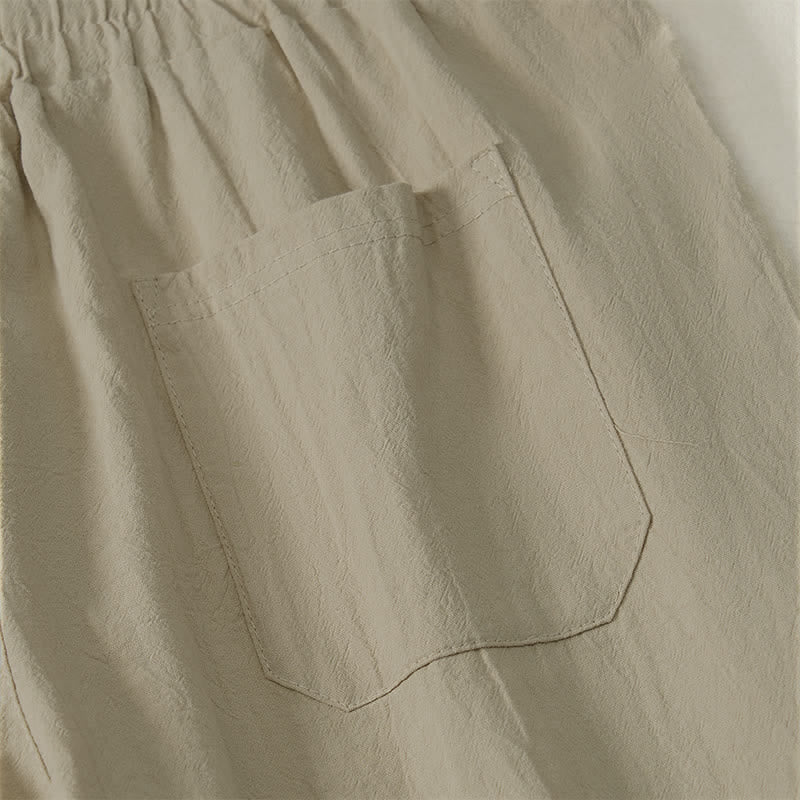 Buddha Stones Pantalones largos lisos casuales de otoño con cordón ajustable para hombre, pierna recta y bolsillo. - image 6