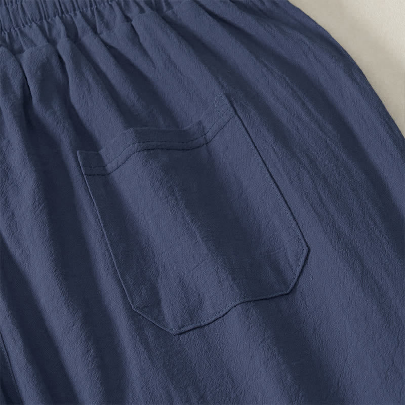 Buddha Stones Pantalones largos lisos casuales de otoño con cordón ajustable para hombre, pierna recta y bolsillo. - image 14