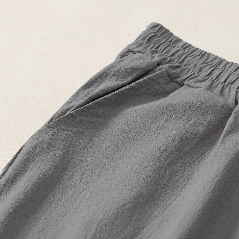 Buddha Stones Pantalones largos lisos casuales de otoño con cordón ajustable para hombre, pierna recta y bolsillo. - image 20