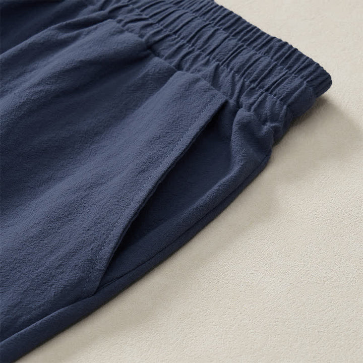 Buddha Stones Pantalones largos lisos casuales de otoño con cordón ajustable para hombre, pierna recta y bolsillo. - image 13
