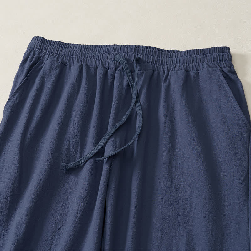 Buddha Stones Pantalones largos lisos casuales de otoño con cordón ajustable para hombre, pierna recta y bolsillo. - image 11