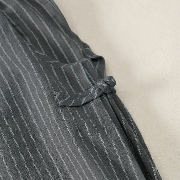Buddha Stones Pantalones cortos básicos de manga larga a rayas con cordón ajustable para hombre, estilo primavera-verano, corte ajustado y con bolsillos. - image 13