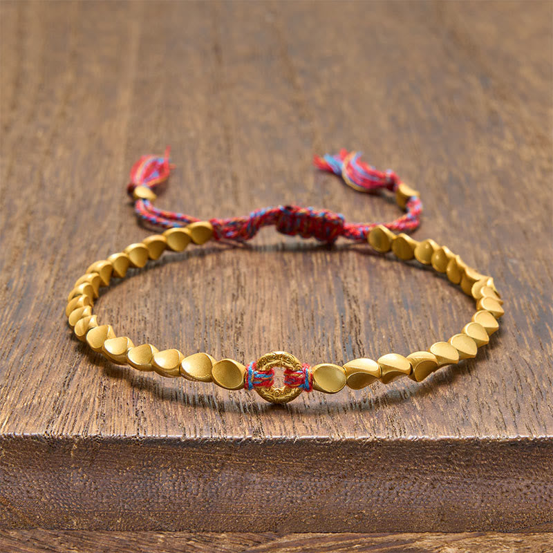 Buddha Stones Pulsera de cuentas de cobre con hebilla de nube auspiciosa de la paz tibetana - image 1