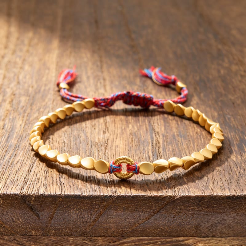 Buddha Stones Pulsera de cuentas de cobre con hebilla de nube auspiciosa de la paz tibetana - Cobre (circunferencia de la muñeca: 17-19 cm) - image 0