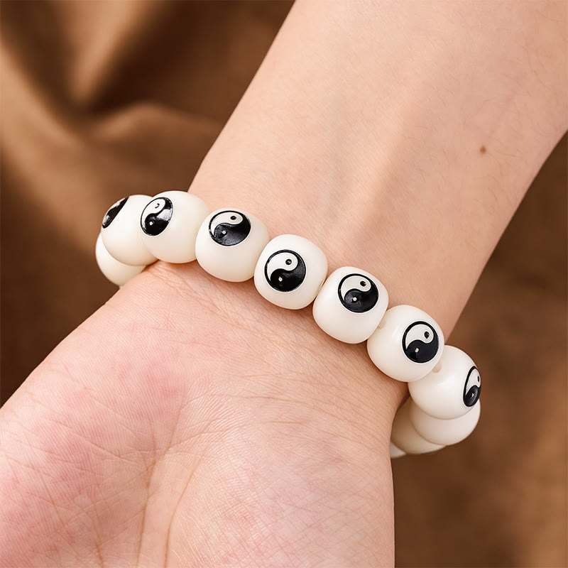 Buddha Stones Pulsera de la paz Yin Yang con semillas de Bodhi blancas - image 3