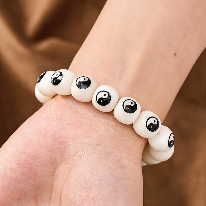 Buddha Stones Pulsera de la paz Yin Yang con semillas de Bodhi blancas - image 3