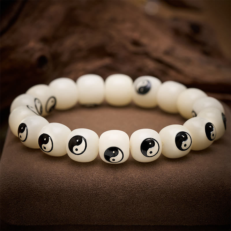Buddha Stones Pulsera de la paz Yin Yang con semillas de Bodhi blancas - image 2