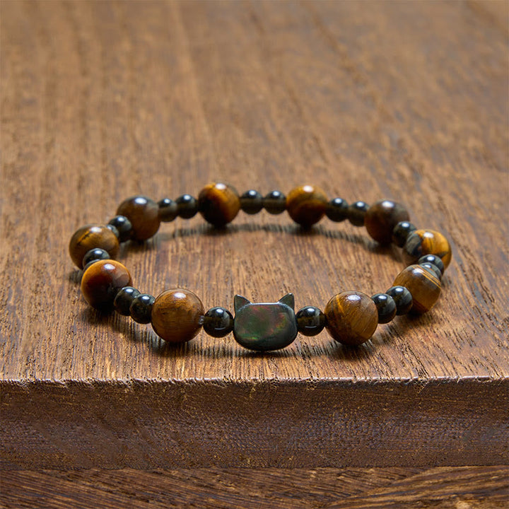 Buddha Stones Pulsera de cuentas con dije de ojo de tigre amarillo y confianza - image 3