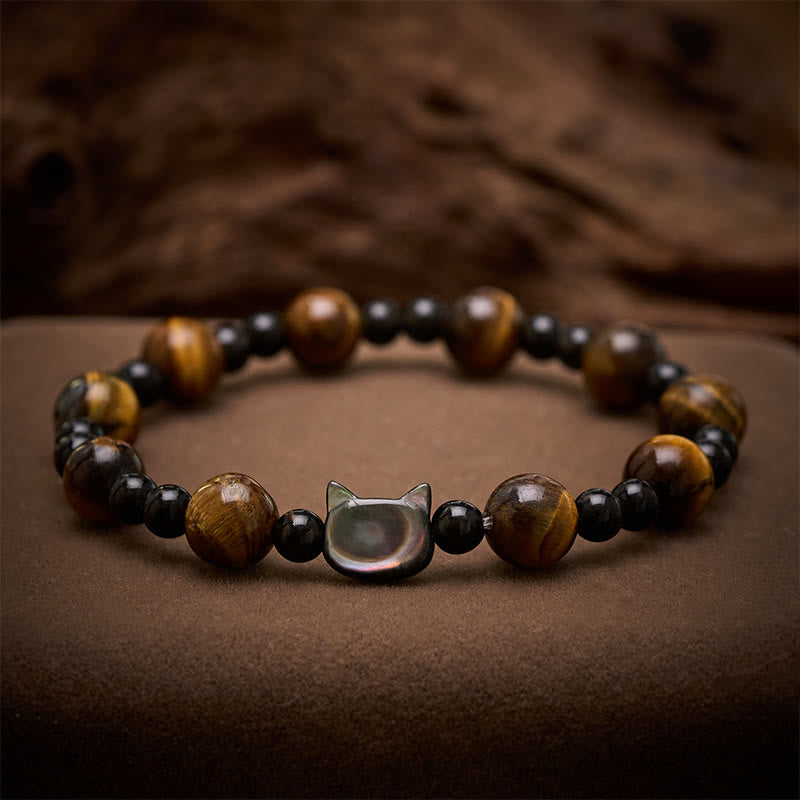 Buddha Stones Pulsera de cuentas con dije de ojo de tigre amarillo y confianza - Ojo de Tigre (Protección ♥ Fuerza) (Circunferencia de la muñeca: 15–16 cm) - image 0
