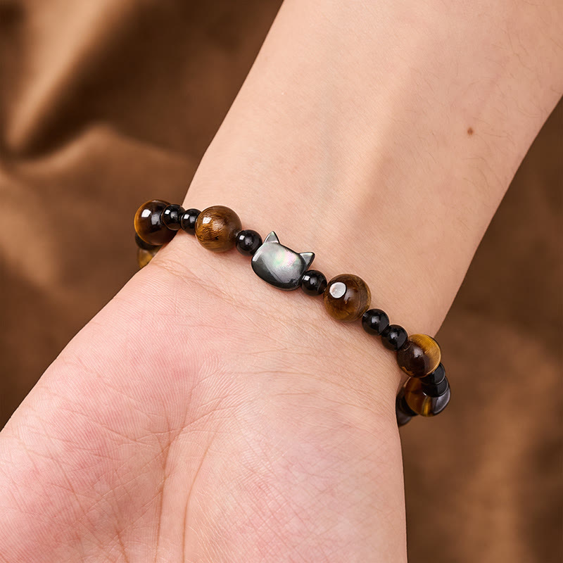 Buddha Stones Pulsera de cuentas con dije de ojo de tigre amarillo y confianza - image 5