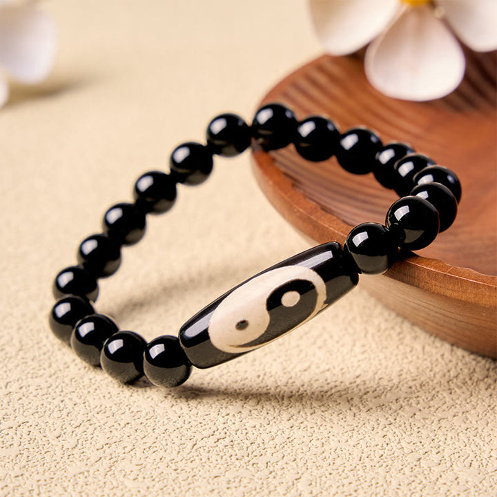 Buddha Stones Pulsera de armonía Yin Yang de ónix negro - Yin Yang (Equilibrio ♥ Armonía) - image 0