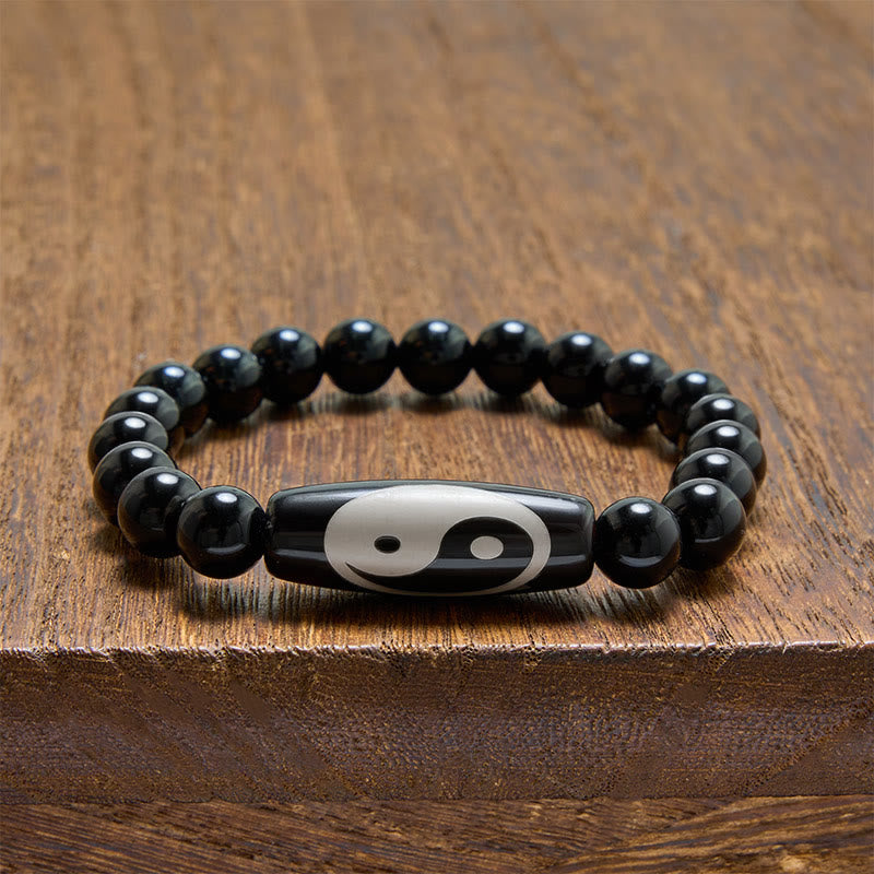 Buddha Stones Pulsera de armonía Yin Yang de ónix negro - image 3