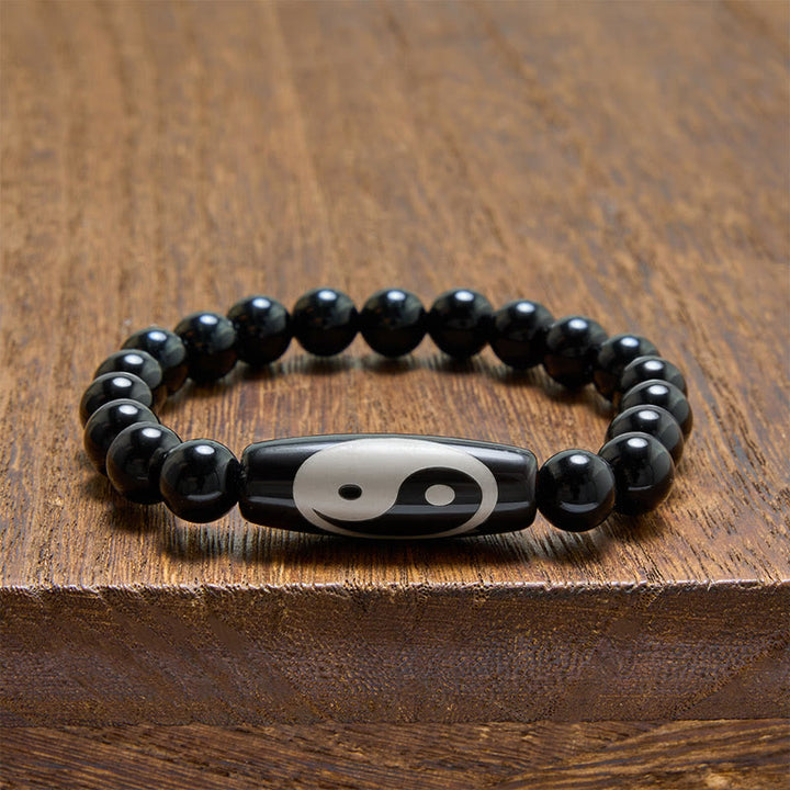 Buddha Stones Pulsera de armonía Yin Yang de ónix negro - image 3