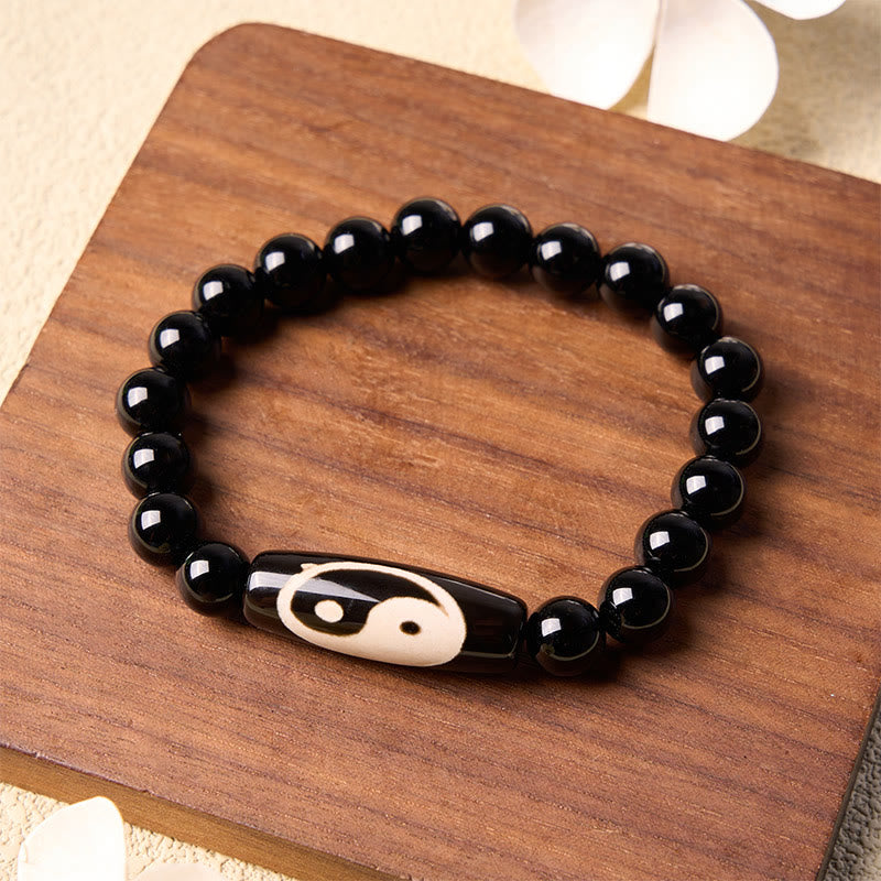 Buddha Stones Pulsera de armonía Yin Yang de ónix negro - image 2