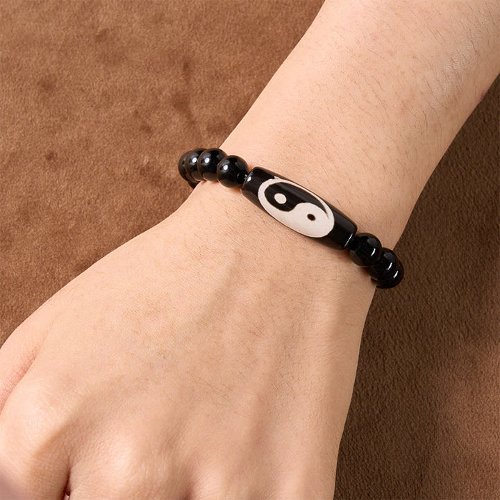 Buddha Stones Pulsera de armonía Yin Yang de ónix negro - image 4