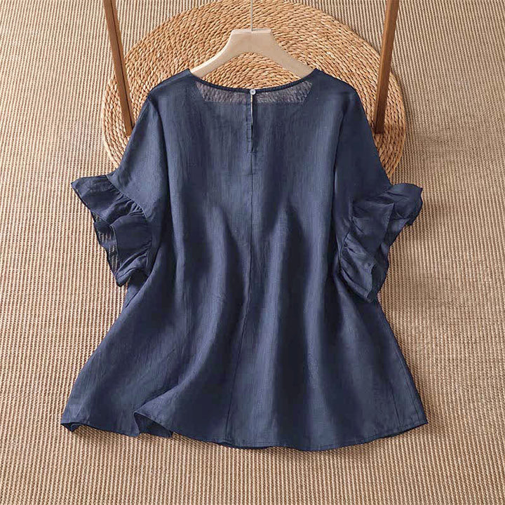 Buddha Stones Camisetas de manga corta para mujer, estilo bohemio informal con estampado floral, ideales para el verano. - image 7