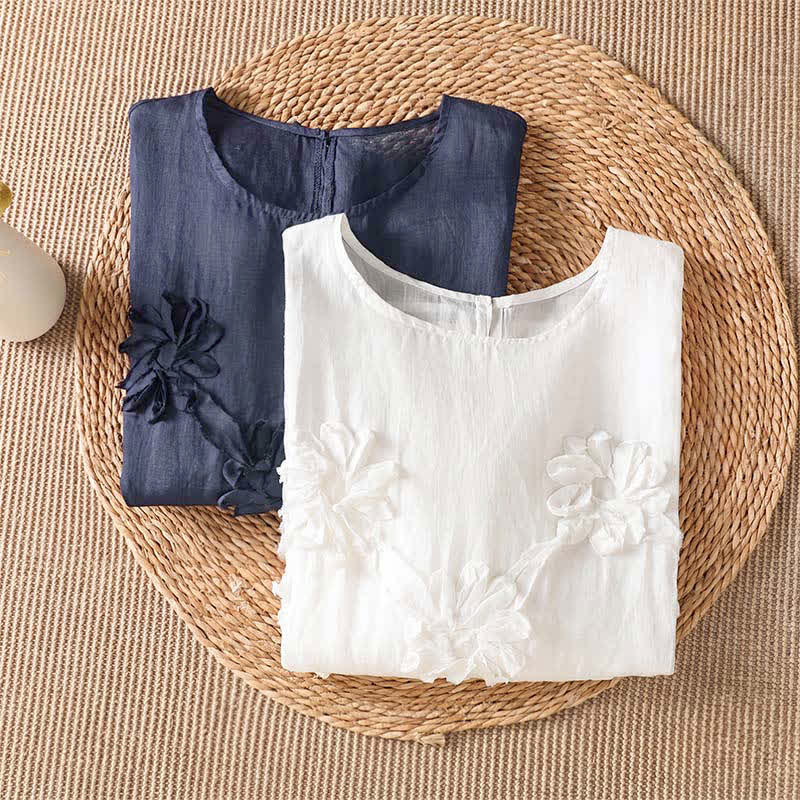 Buddha Stones Camisetas de manga corta para mujer, estilo bohemio informal con estampado floral, ideales para el verano. - image 14