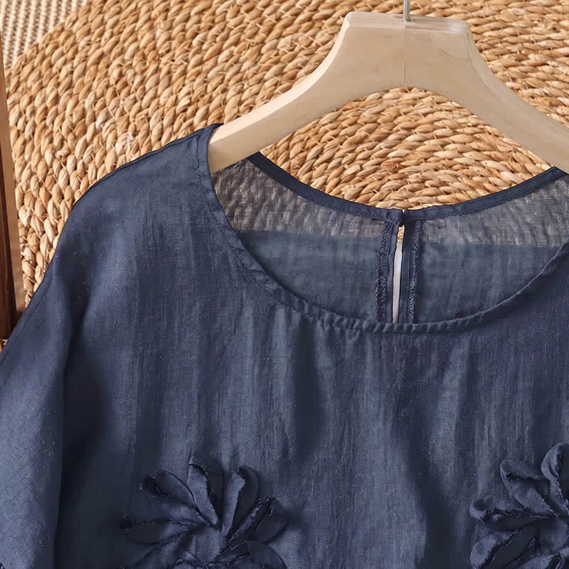 Buddha Stones Camisetas de manga corta para mujer, estilo bohemio informal con estampado floral, ideales para el verano. - image 8