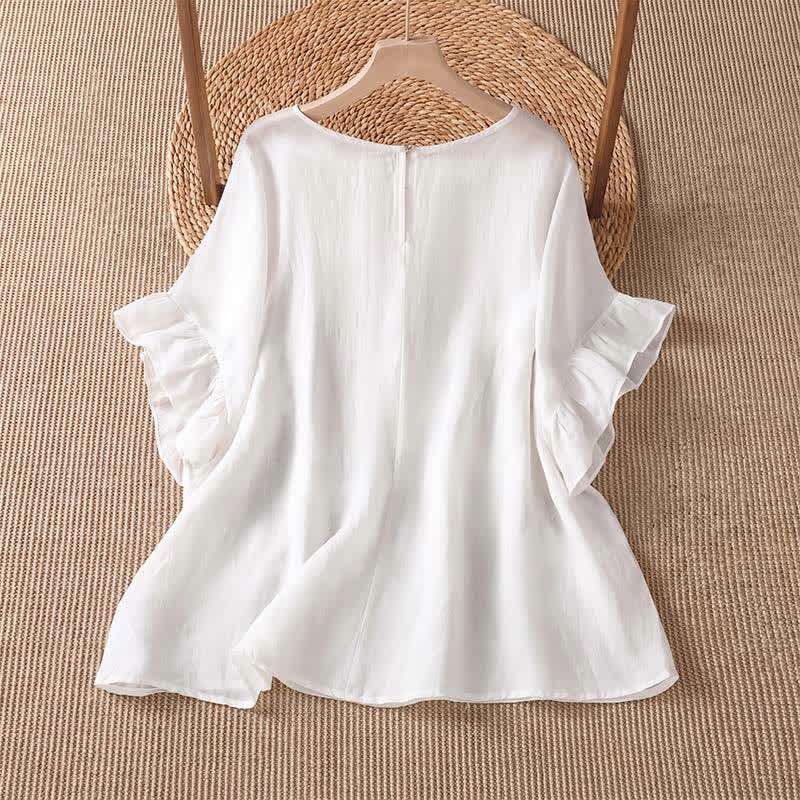 Buddha Stones Camisetas de manga corta para mujer, estilo bohemio informal con estampado floral, ideales para el verano. - image 1
