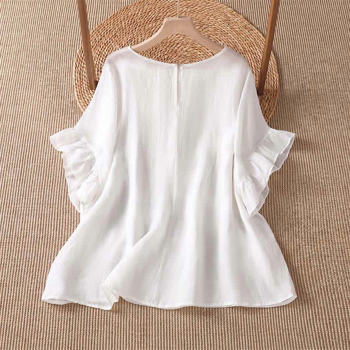 Buddha Stones Camisetas de manga corta para mujer, estilo bohemio informal con estampado floral, ideales para el verano. - image 1