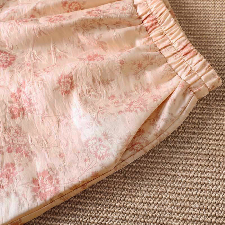 Buddha Stones Pantalones largos informales de estilo bohemio con estampado floral rosa para mujer, de pierna ancha y con bolsillos, ideales para primavera y verano. - image 5