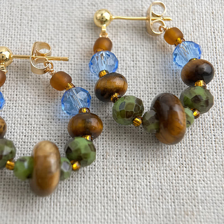 Buddha Stones Pendientes de protección con cuentas de jaspe ojo de tigre y manchas azules Liuli - image 3